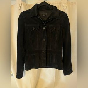 Theory Black 100% leather suede jacket